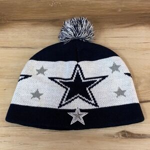 Dallas Cowboys Womens Knit Beanie Pom Hat Navy White Star Logo Authentic NFL